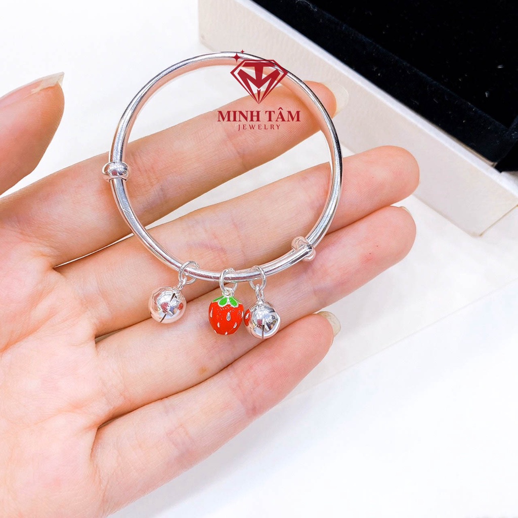 Vòng tay bạc dâu tây mix chuông bạc cho bé gái Minh Tâm Jewelry