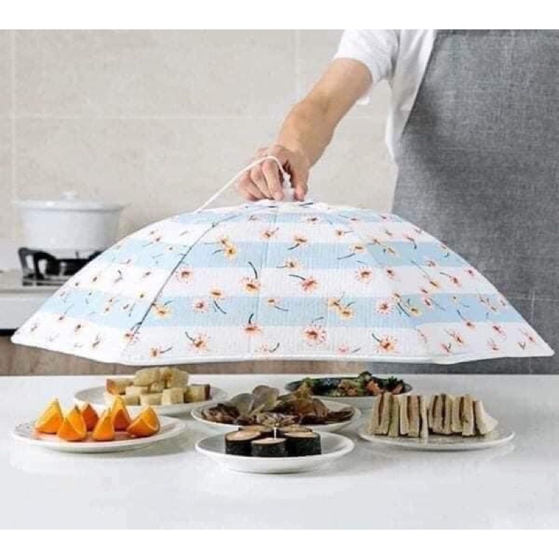 Lồng bàn giữ nhiệt, lồng bàn gấp gọn 6 cạnh có khung sắt tiện lợi