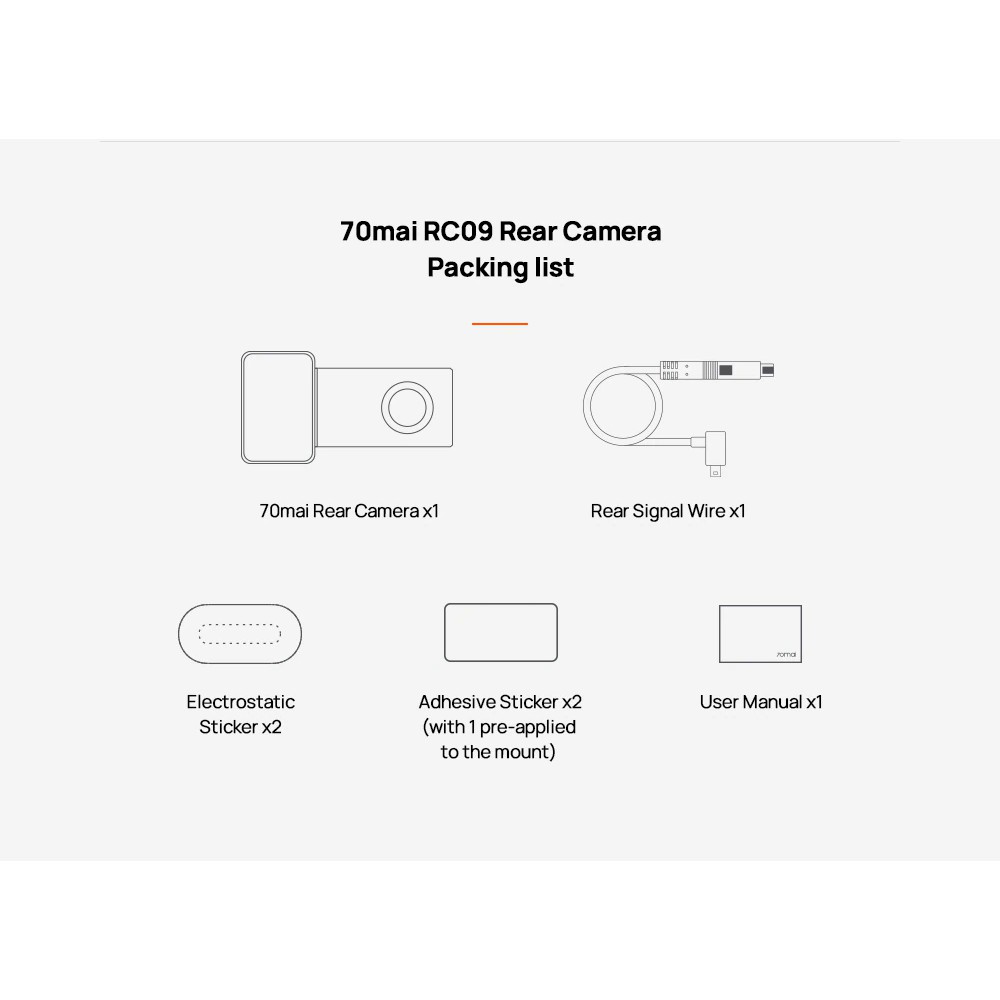 [Mã 2611DIENTU500K hoàn 7% đơn 300K] 70mai Camera Rear RC09 - Cam sau dùng cho 70mai Dash Cam | BigBuy360 - bigbuy360.vn