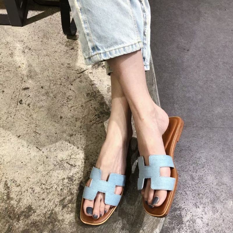 B(ẢNH THẬT) Dép Hm Quai Vải Denim Da Mềm Êm Fullbox Xốp Mút Bill Túi Cao Cấp LOẠI 1