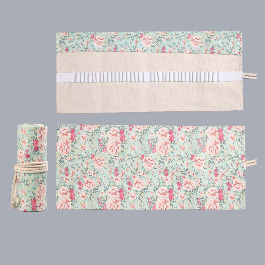 Túi Đựng Bút Dạng Cuộn 12-72 Lỗ Họa Tiết Hoa Tiện Dụng