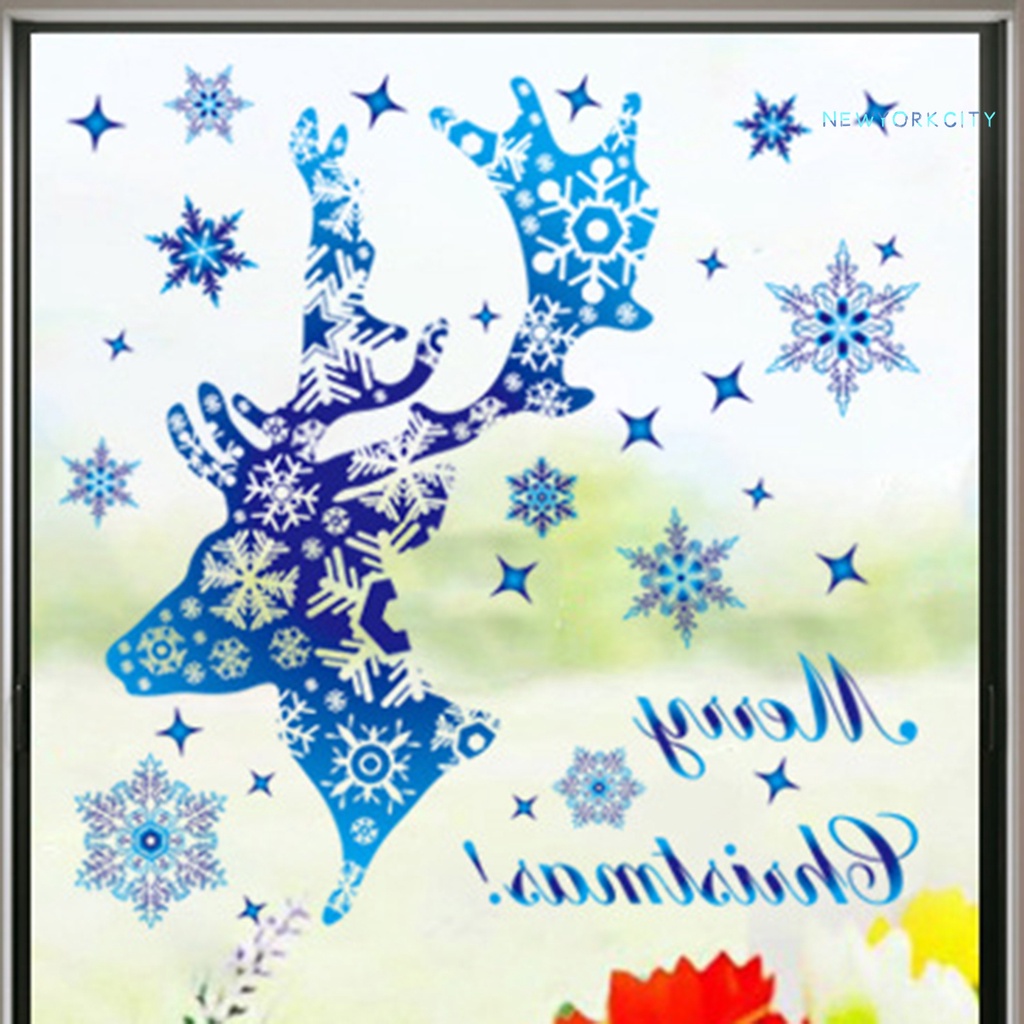 Sticker Dán Cửa Sổ Chống Tĩnh Điện Họa Tiết Bông Tuyết Tuần Lộc Giáng Sinh