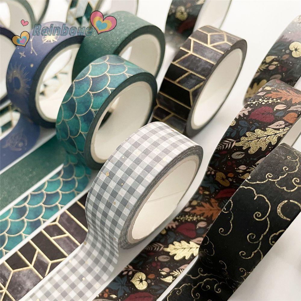 RAINBOW Scrapbooking Washi Tape DIY Craft Decorative Stickers Bronze Gift Wrapping Retro Style Planners Classic Vintage Geometry