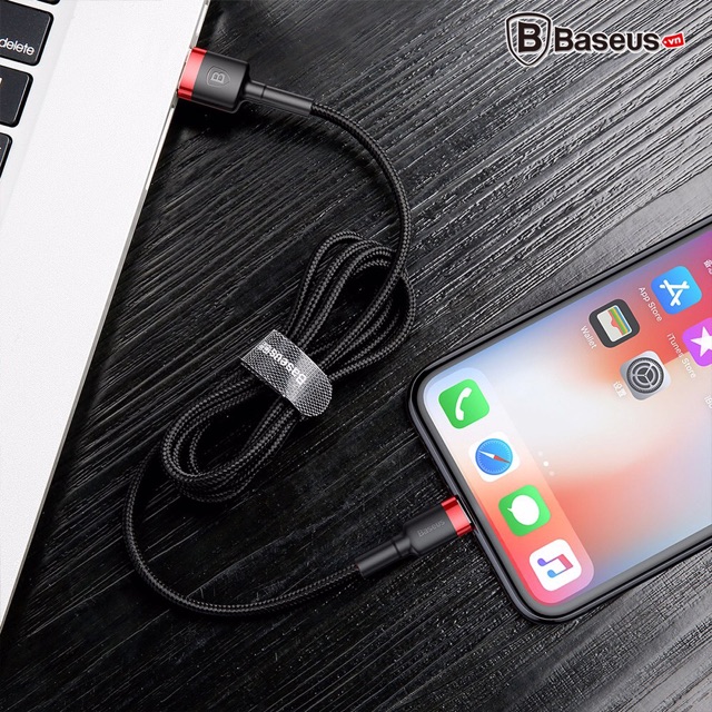 Cáp dù Baseus Usb to Lighting bọc dù siêu bền sạc nhanh Chống gãy đứt 1 Mét 2 Mét - MãCafule