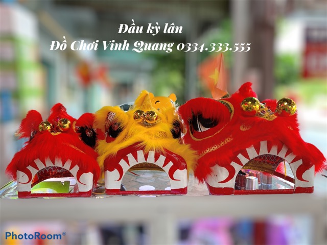 Đầu kỳ lân chuông 3 đèn Số 1 cỡ bé 2-3 tuổi