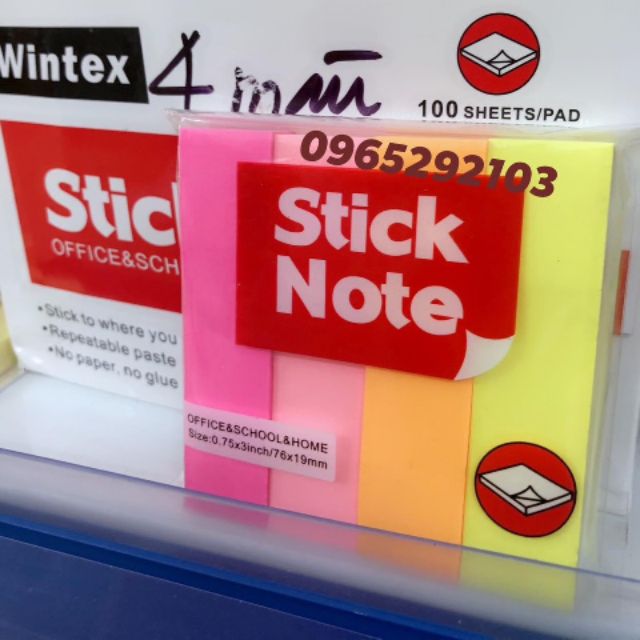 Giấy Note Giấy Nhớ Phân Trang 4 Màu Stick Note Wintex