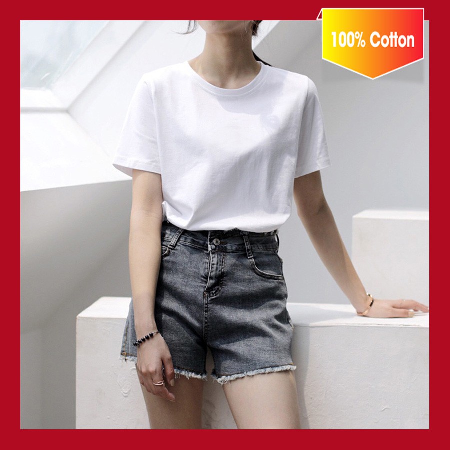 ÁO THUN TRƠN NỮ - Màu Trắng 100% Cotton - Hàng đẹp xuất. Bán Sỉ từ 5c | BigBuy360 - bigbuy360.vn