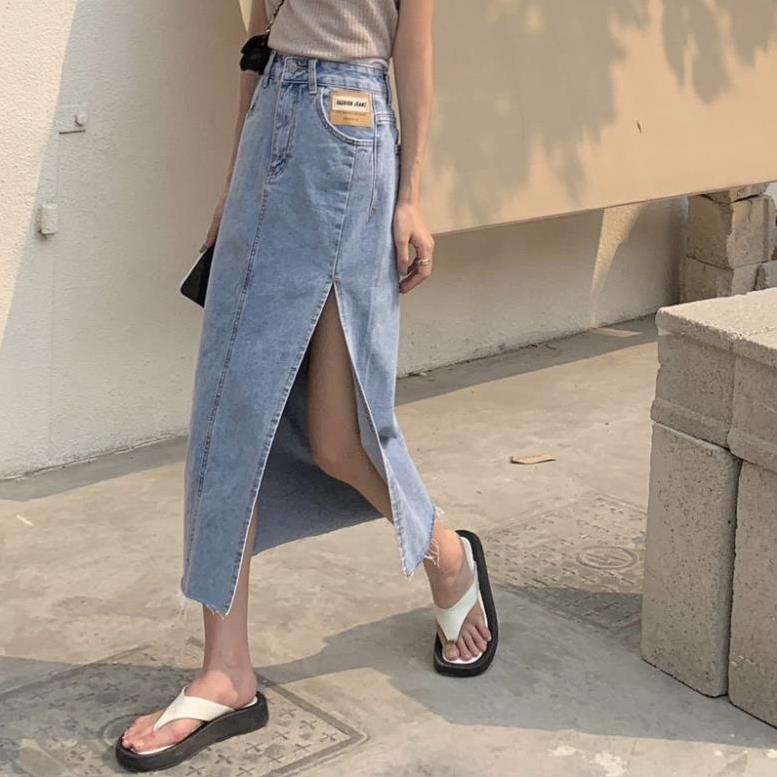 Yena Chân Váy Denim Lưng Cao Xẻ Tà Quyến Rũ Cho Nữ | BigBuy360 - bigbuy360.vn