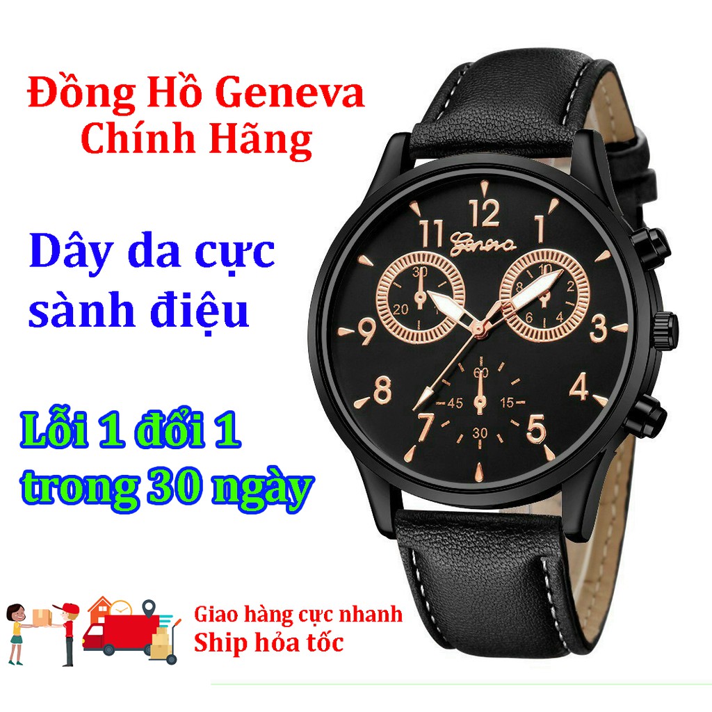 Đồng Hồ Nam GENEVA Dây Da CHÍNH HÃNG Thời Trang Cao Cấp - 1 Đổi 1 trong 30 ngày