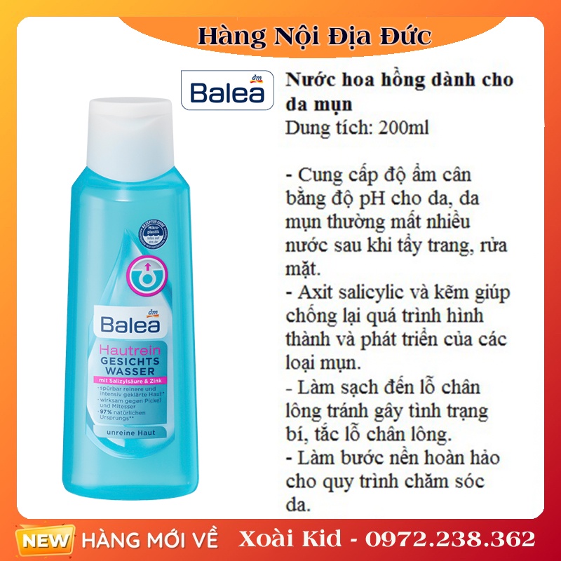 Nước hoa hồng Balea Đức - Date mới Đủ Bill