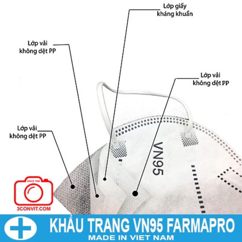 Thùng 500 chiếc (50 hộp) Khẩu trang 3D kháng khuẩn VN95 Famapro Chuẩn N95