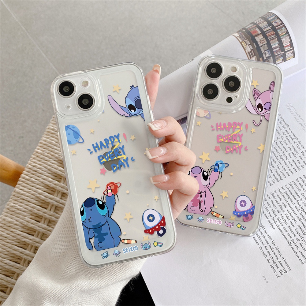 DISNEY Ốp Điện Thoại Trong Suốt In Hình Stitch Cho iPhone 13 12 11 X XS Pro Max XR Lilo & Stitch 7 8 Plus