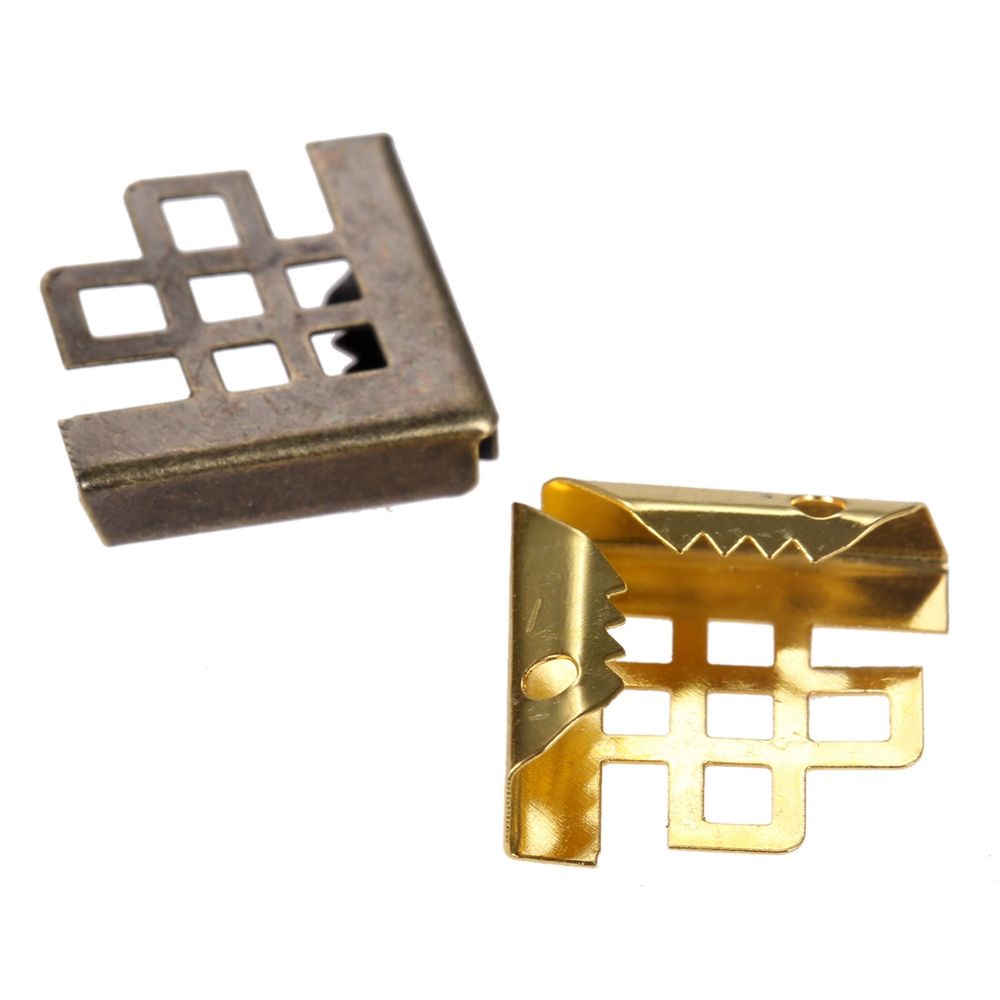 Bộ 50 miếng đệm góc 16*16mm bằng kim loại tiện dụng cho đồ thủ công DIY/ hộp trang sức/ góc bàn/ sổ tay/ album