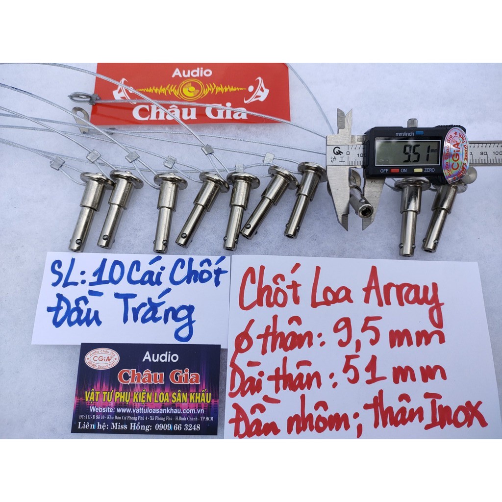 Chốt loa array 9.5 ly màu trắng 10 cái Audio Châu Gia