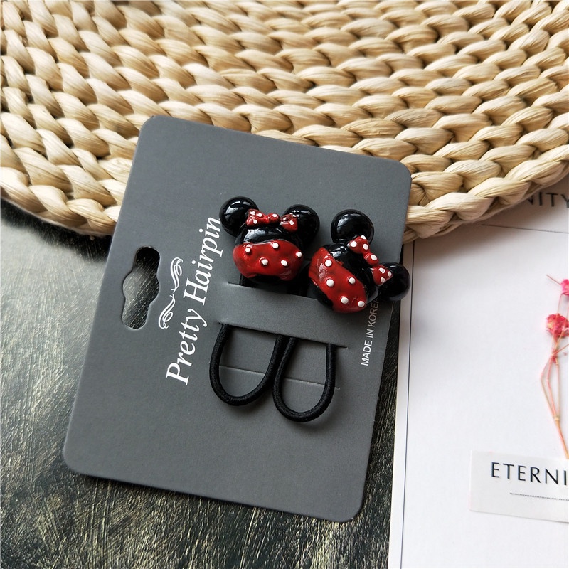Set 2 Dây Cột Tóc Hình Chuột Mickey/Minnie Đáng Yêu Cho Bé Gái