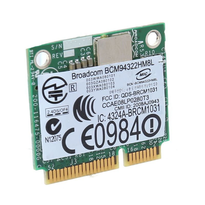 Thẻ chuyển đổi không dây BCM94322HM8L BCM94322 300Mbps 802.11a/b/g/n DW1510 Mini PCIE WiFi cho hệ thống OS