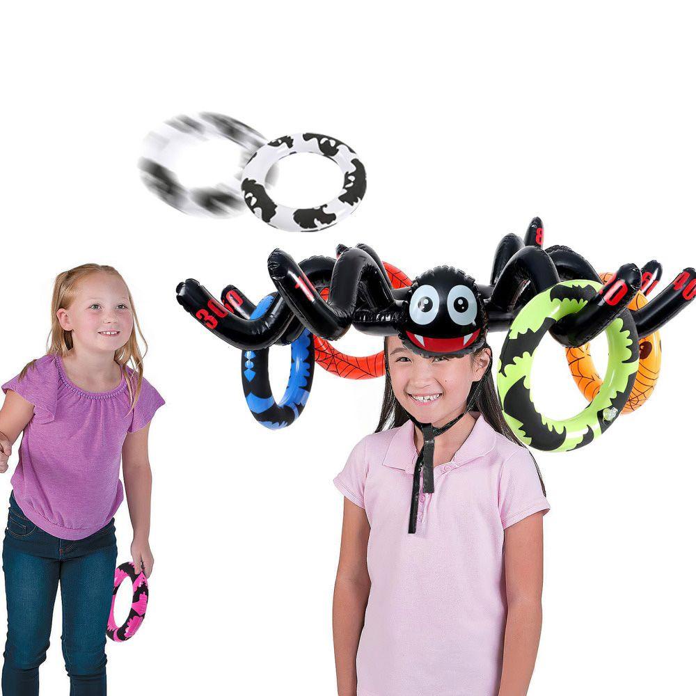 Mũ Bơm Hơi Hình Nhện Và 1 Nhện Và 8 Vòng Nhẫn Độc Đáo Thú Vị Cho Lễ Halloween