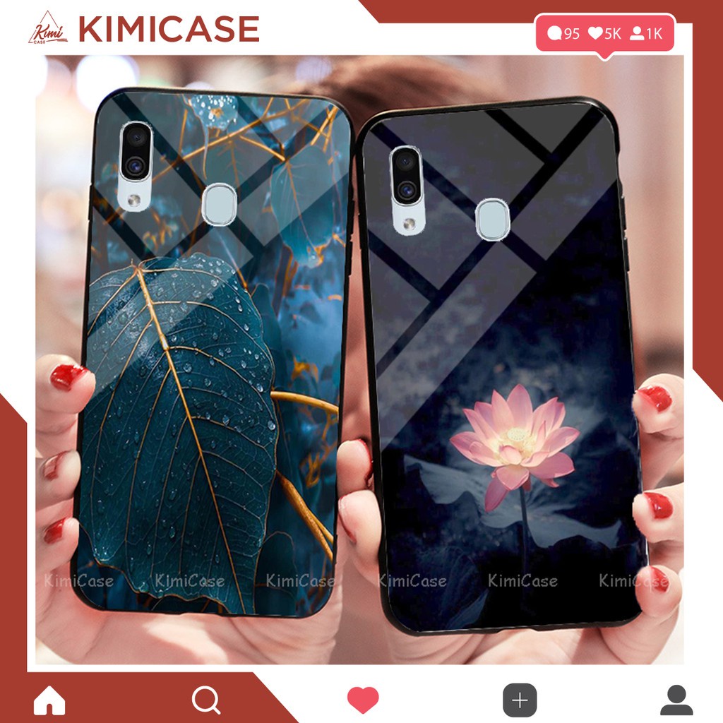 Ôp lưng Vivo V11i mặt lưng kính mẫu hoa ly, hoa sen