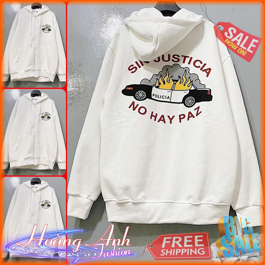 FREESHIP_ÁO HOODIE - ÁO KHOÁC NỈ NGOẠI Dây Kéo Sin Justicia (HD1190 - Ảnh Thật)