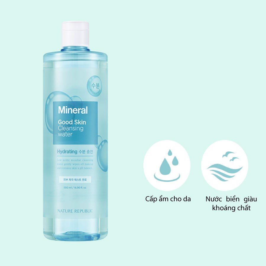 Nước tẩy trang Nature Republic Good Skin Cleansing Water làm sạch sâu cho mọi loại da 500ml