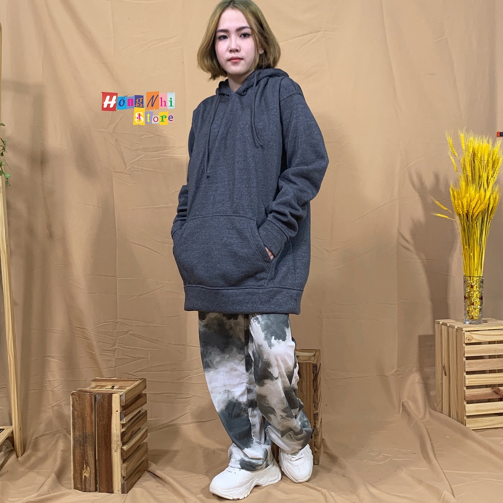 Quần Jogger 3D Ulzzang Unisex Jogger Loang Màu Dây Rút Lai Ống Rộng Xám Đậm - MM