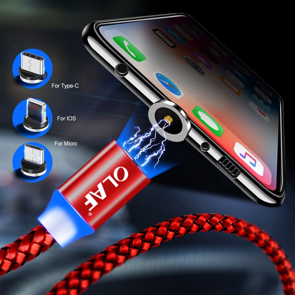 Cáp sạc nam châm cổng type C + Micro USB + lightning cho điện thoại iOS Samsung Vivo