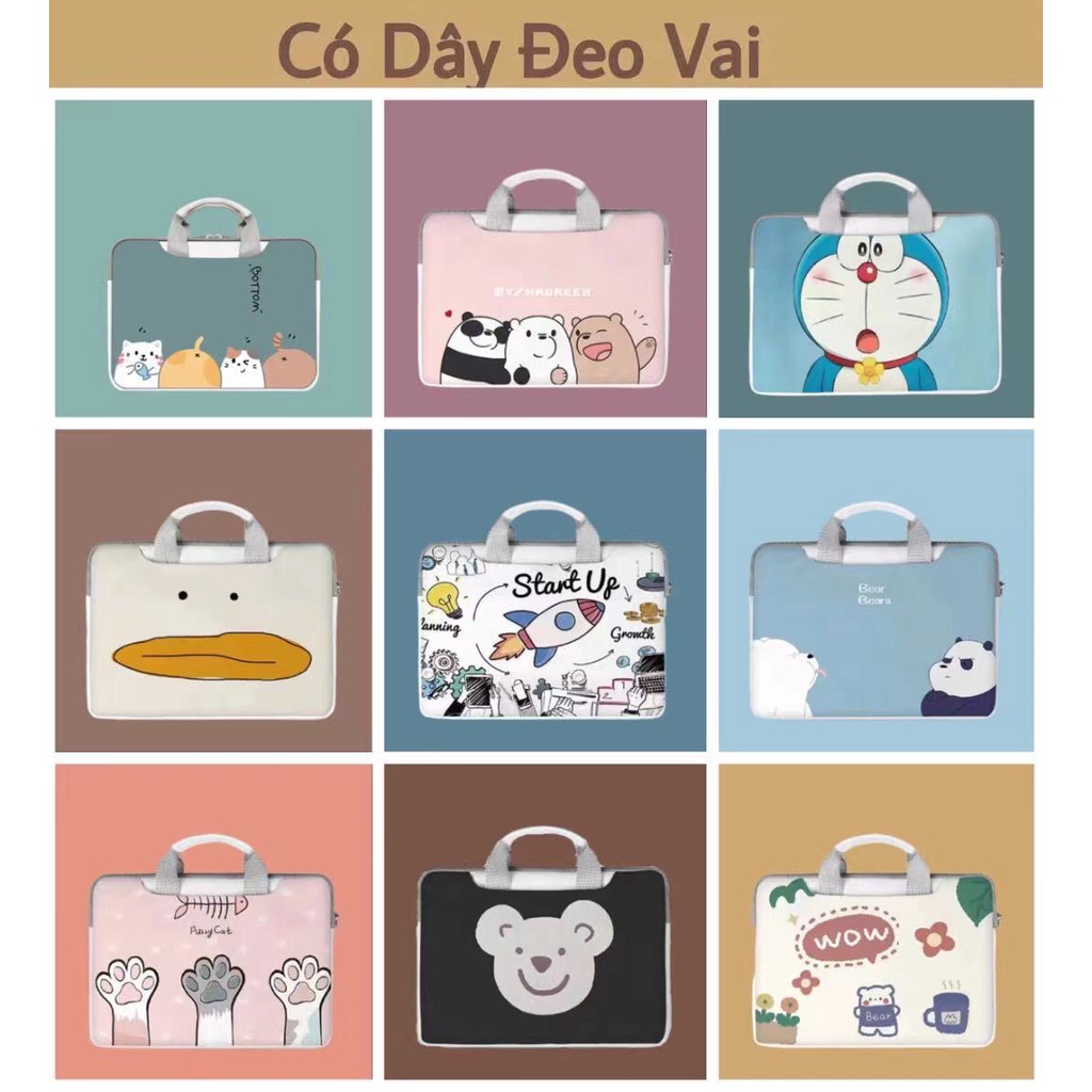 Túi đựng laptop in họa tiết hoạt hình sức chứa lớn phù hợp cho laptop 13.3/14.1/15.6/16.1/17.3 inch