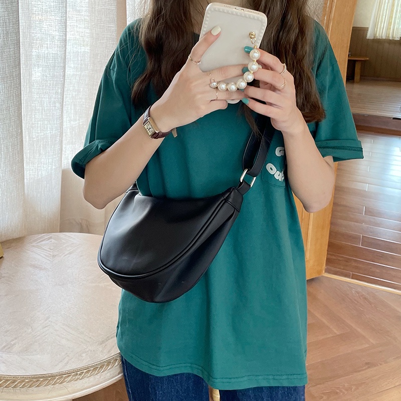 Túi xách nữ đeo chéo dáng thuyền chất liệu da trơn bóng kiểu dáng unisex LK265