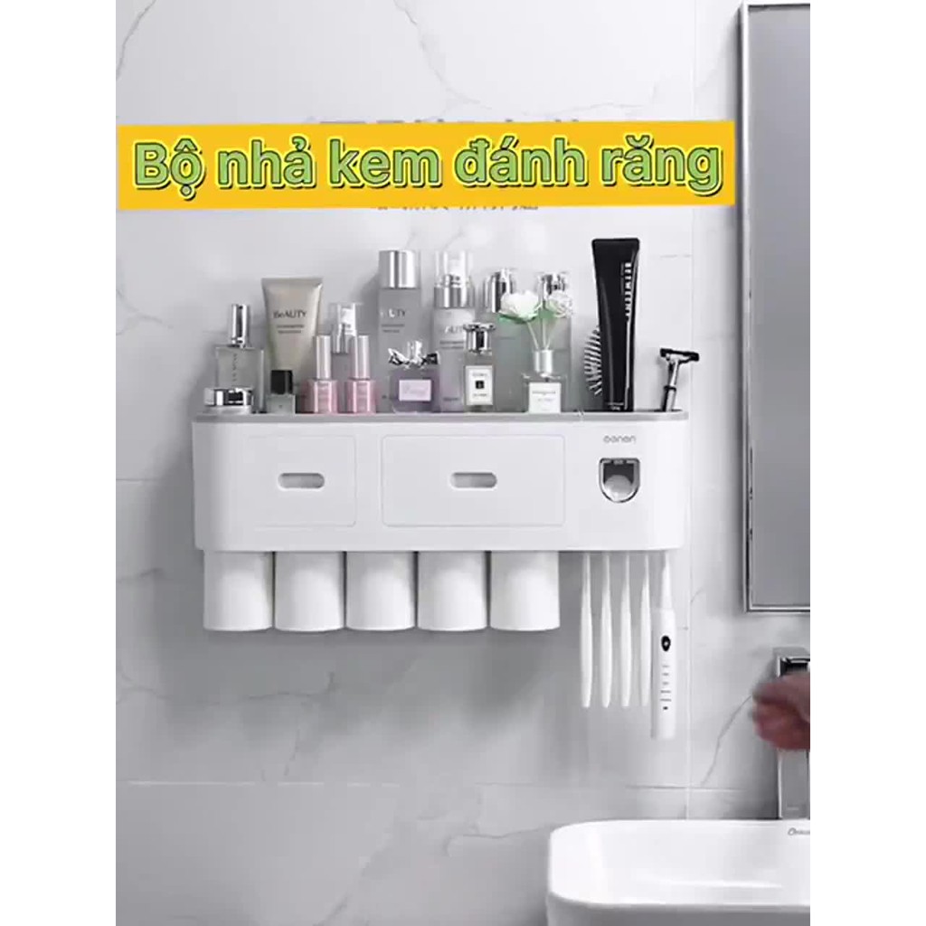 Bộ Nhả Kem Đánh Răng Tự Động OENON Dán Tường Cao Cấp