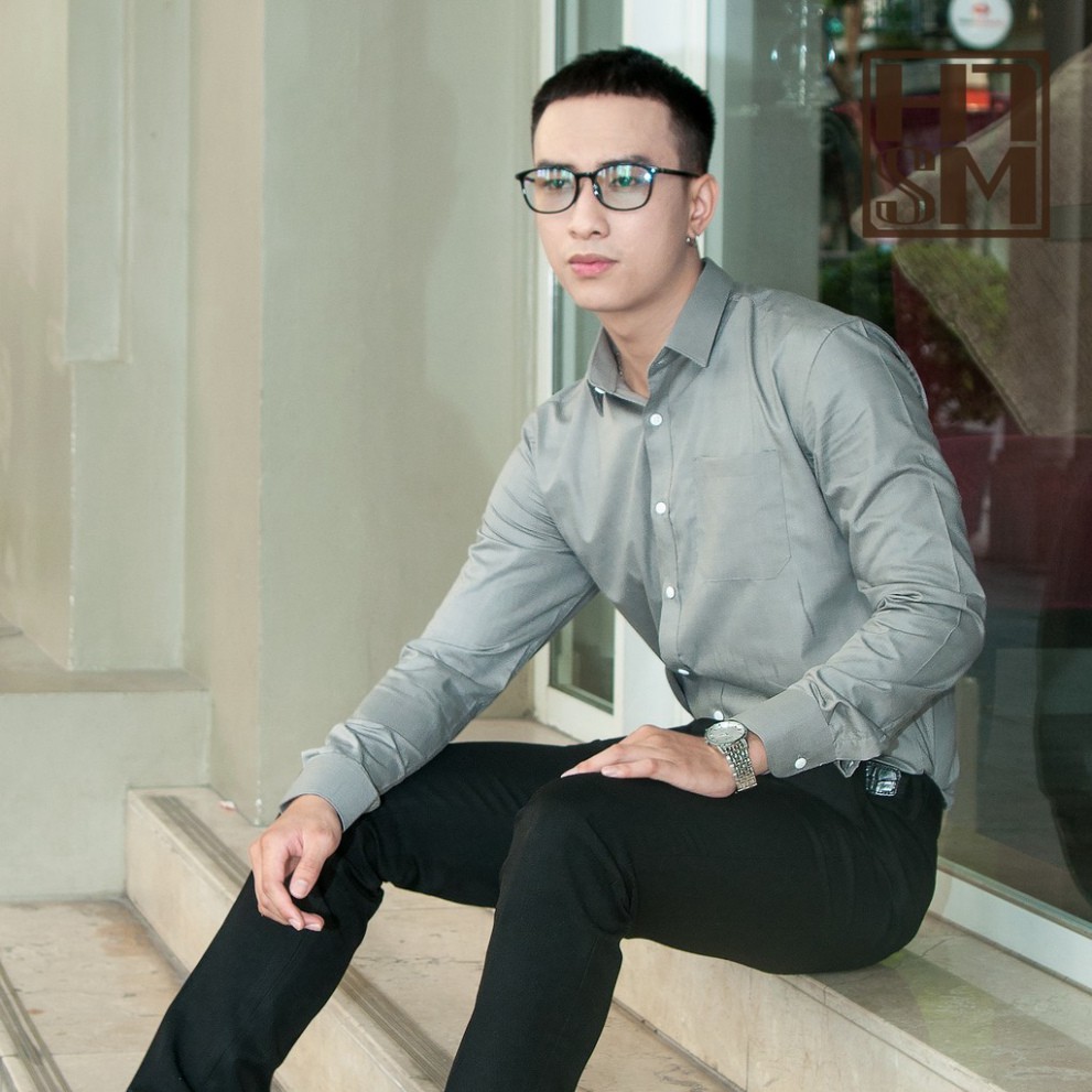 ( hàng chuẩn ) Áo sơ mi nam dài tay HTSM MAGNOR Medium fit vải kate oxford
