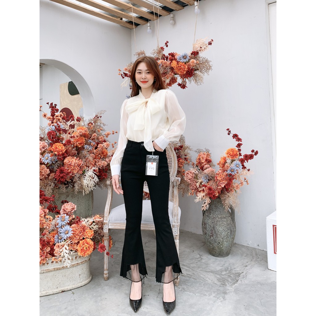 Quần Jean 2 da nữ ống loe đứng dáng siêu đẹp giá rẻ