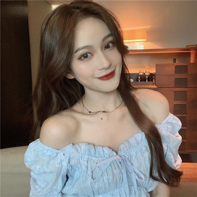 Áo SUXI trễ vai tay ngắn màu sắc ngọt ngào quyến rũ cho nữ