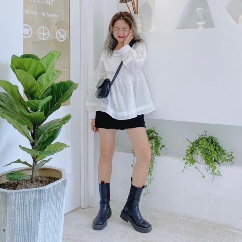 ÁO VOAN BABYDOLL TAY BỒNG THẮT NƠ (hình thật/ sẵn)