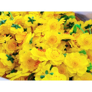 Sỉ 100 bịch hoa mai, hoa đào, mỗi bịch 40 bông có kẽm, lá
