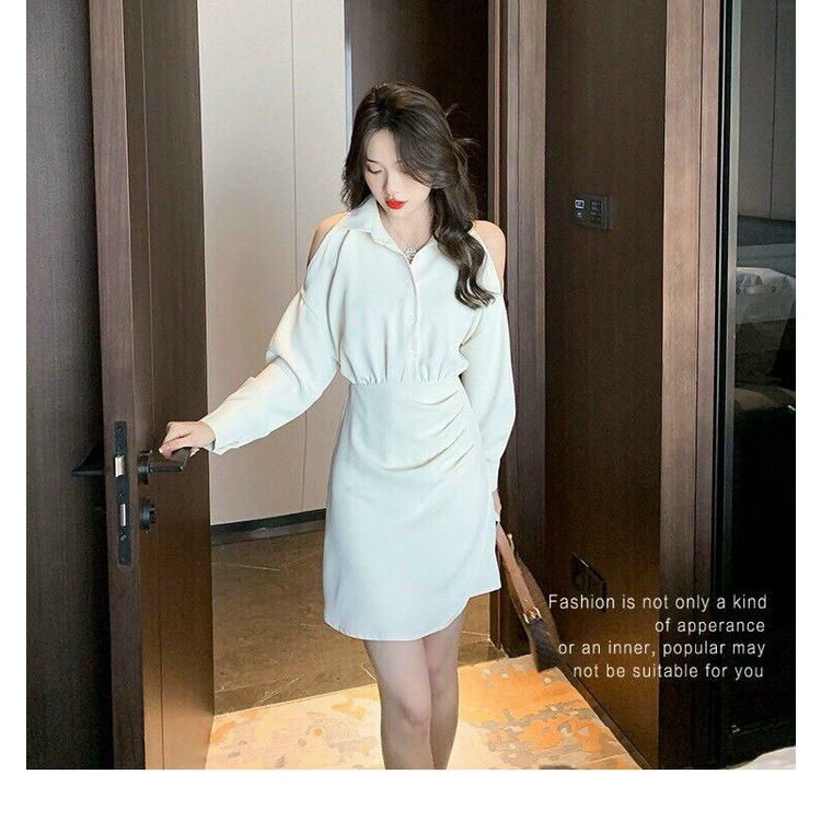 ĐẦM SƠ MI TAY DÀI CUT OUT