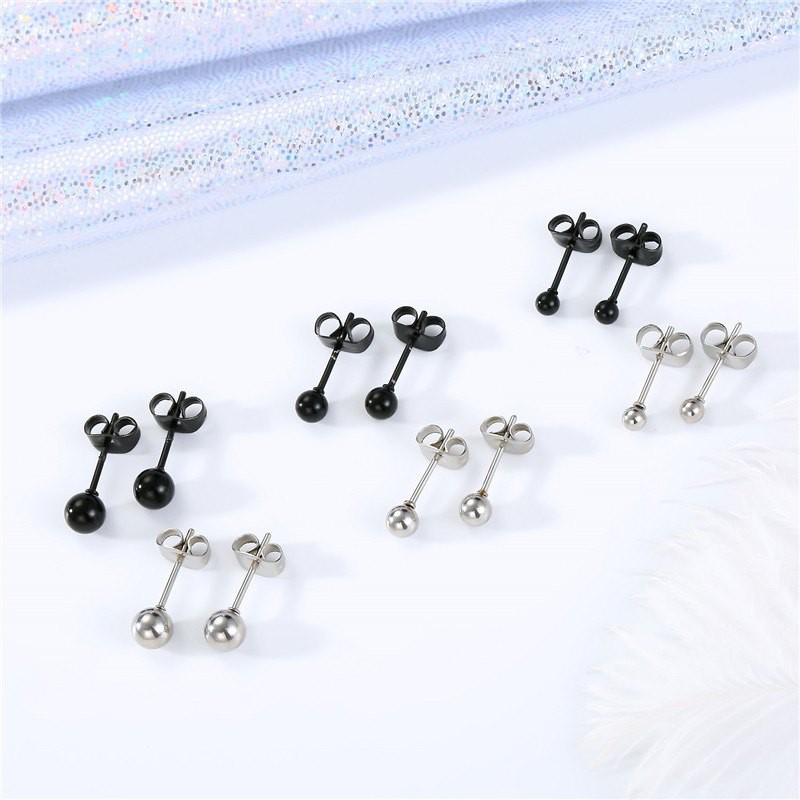 Marbles Earring khuyên tai titan bi tròn không gỉ không đen không dị ứng nam nữ unisex (nút xỏ)