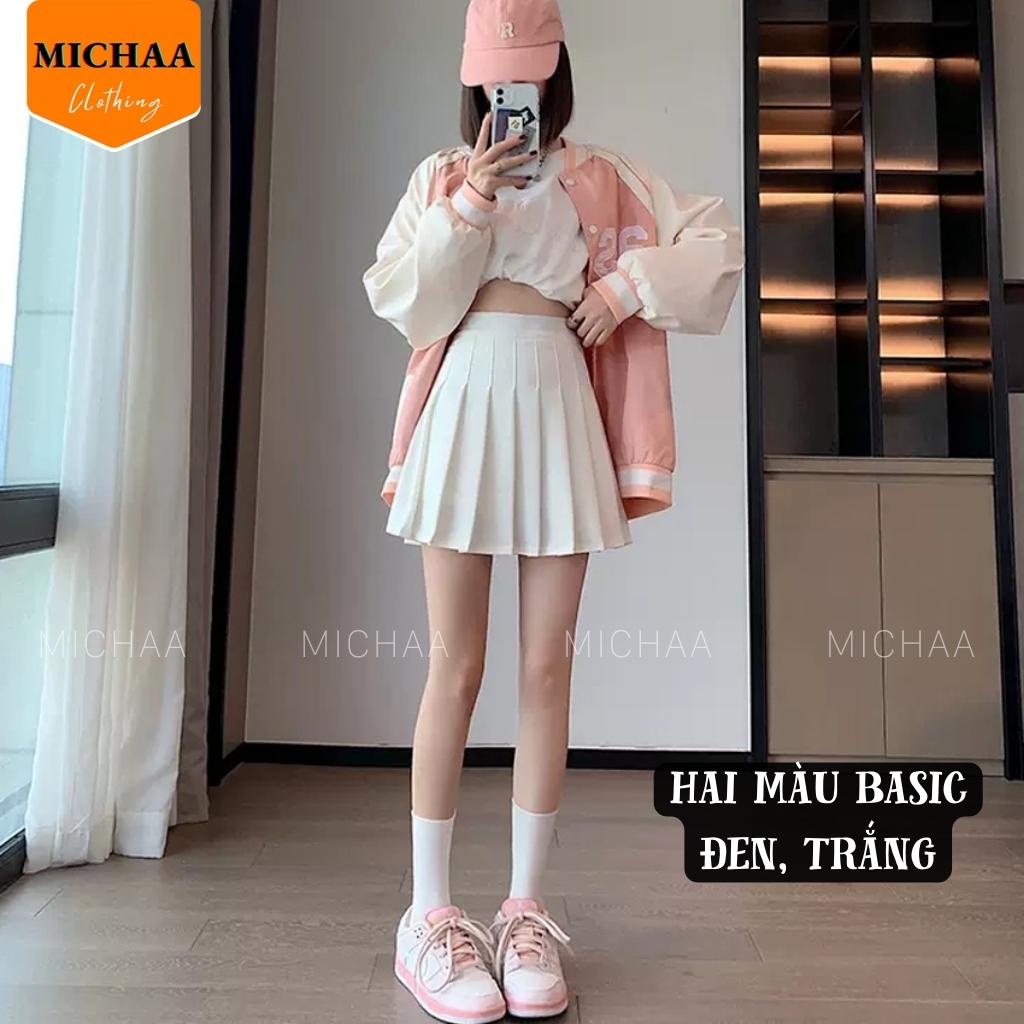 Chân Váy XẾP LY TENNIS Nữ Ngắn Dáng Xòe Lưng Cạp Cao Chữ A Có Lót Trong - MICHAA