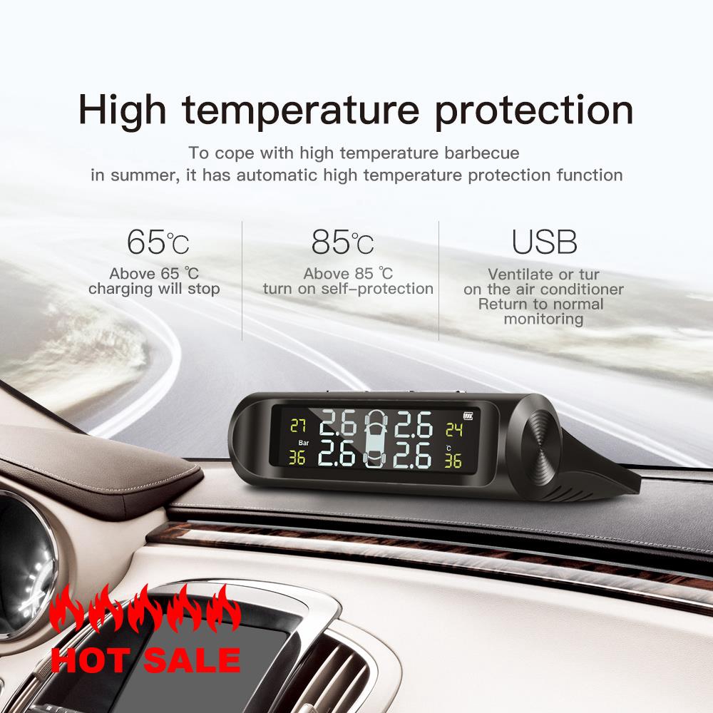 Bộ Hệ Thống Theo Dõi Áp Suất Lốp Xe Hơi Tpms 4 Cảm Biến Năng Lượng Mặt Trời