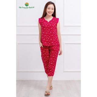 Bộ lanh mặc nhà quần lửng áo cộc tay nữ B05.2102 - Thời Trang Gia Đình VT