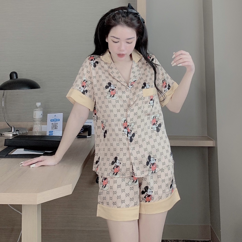 [HÀNG CAO CẤP] Siêu Hót💖Bộ Lụa Pijama Áo Cộc-Quần Sooc🌸Chất Liệu Lụa Mát Lịm