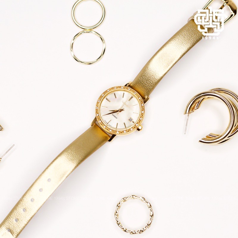 Đồng hồ nữ Casio Sheen SHE-4060GL-9A dây da chính hãng