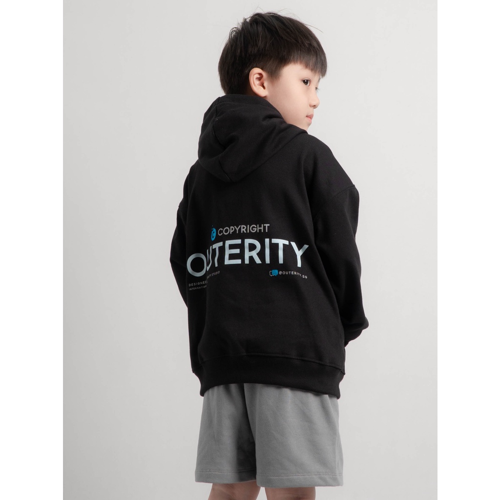 Áo khoác Hoodie trẻ em OuterityKids Đen / Nỉ chân cua - ORK201