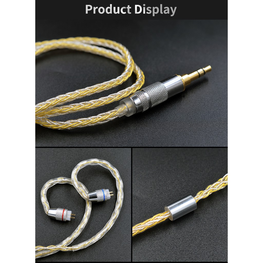 Dây cáp tai nghe nâng cấp KZ mạ vàng/ bạc cho tai nghe chính hãng Zs10 Pro Zsn Zs10 As10 As06 Zst Es4 Zsn Pro As16