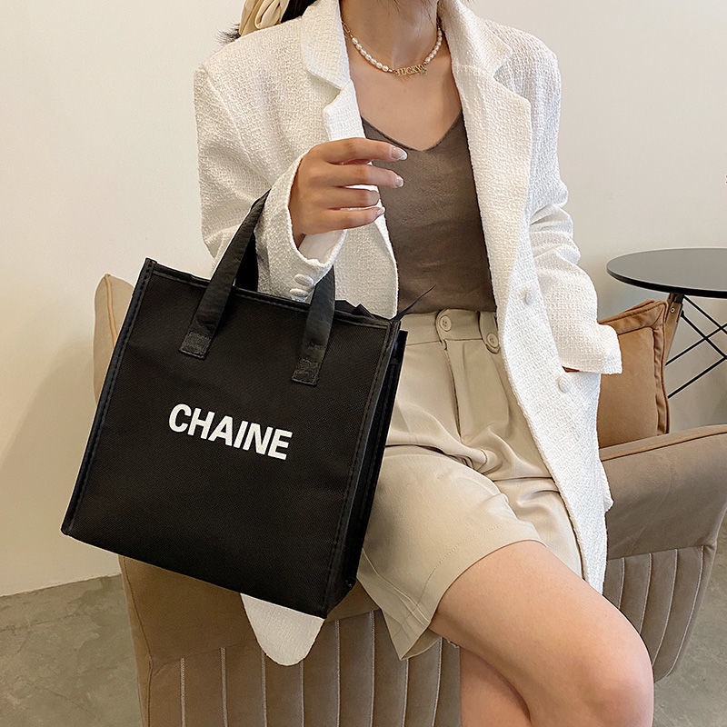 Túi Xách Canvas Phối Khóa Kéo Thiết Kế Mới Đơn Giản Thời Trang