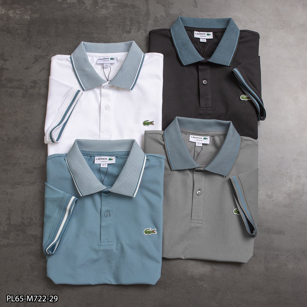 Áo Polo nam Lacos.te cá sấu cotton 100% PL65 - Áo nam VNXK logo thêu nổi