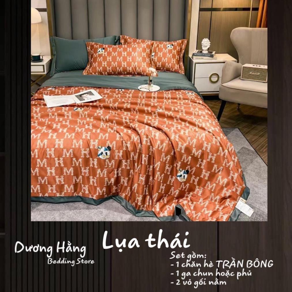 Set CHĂN HÈ TRẦN GA GỐI Lụa Thái màu MH Cam