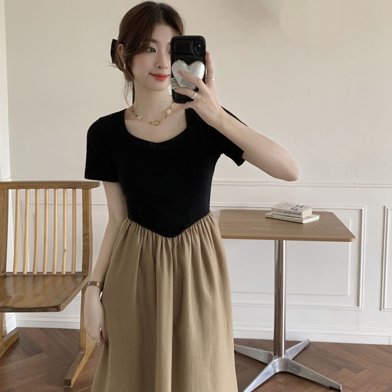 Đầm Tay Ngắn Dáng Ôm Phong Cách Pháp Cổ Điển Thời Trang Mới Cho Nữ