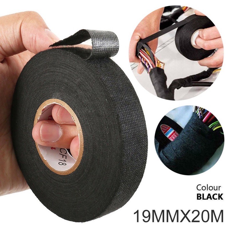 Cuộn băng keo vải chống cháy quấn dây điện kích thước 19mm x 15m tiện dụng chất lượng cao