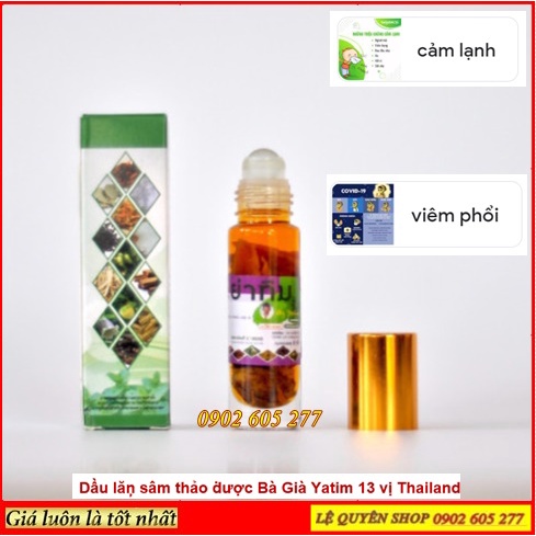 6 Chai Dầu Lăn Thảo dược Yatim 13 vị Thái Lan 8ml