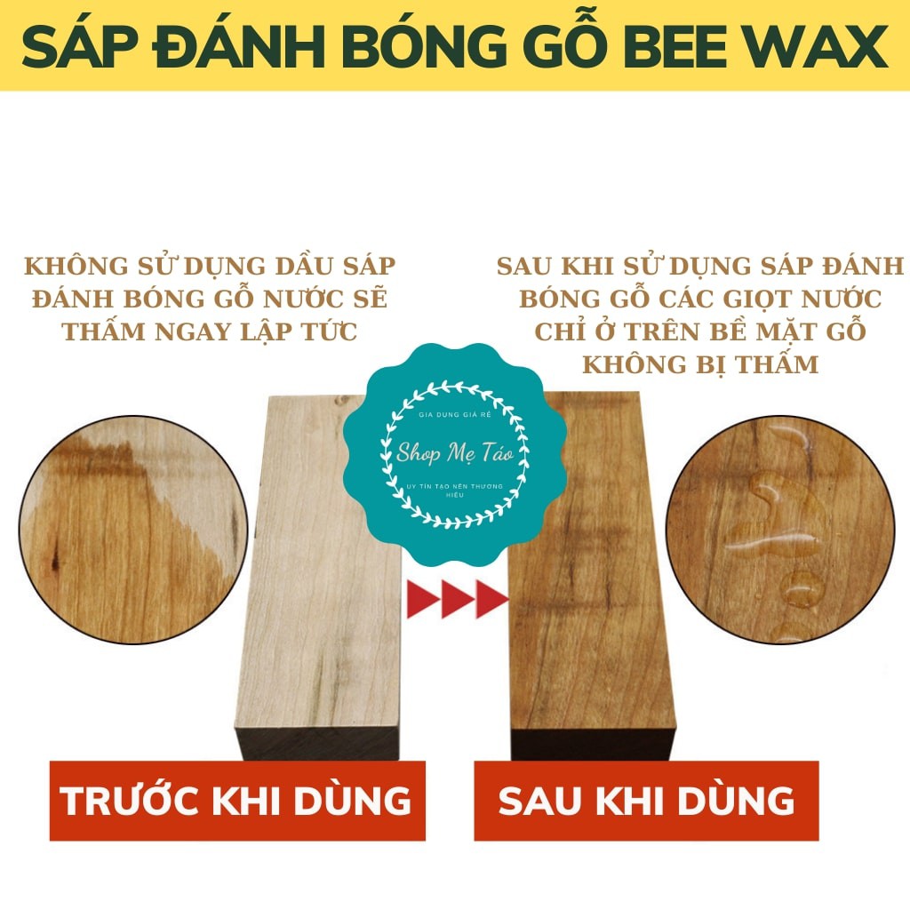 Sáp ong đánh bóng gỗ, lau sàn gỗ, dầu sáp lau bóng gỗ chống thấm ,nước, bụi bẩn BEEWAX hàng loại 1 hộp to.